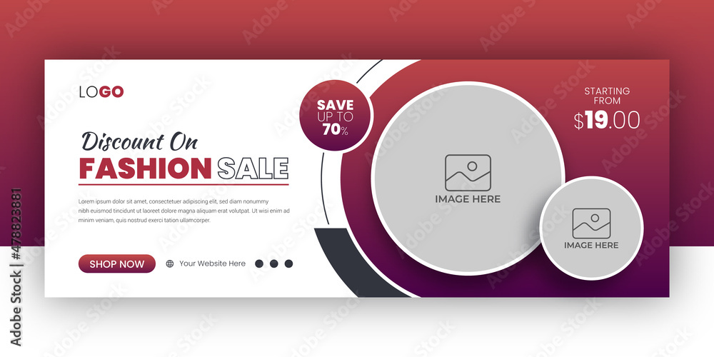Fashion sale social media facebook cover banner template, Web banner timeline template. - obrazy, fototapety, plakaty 
