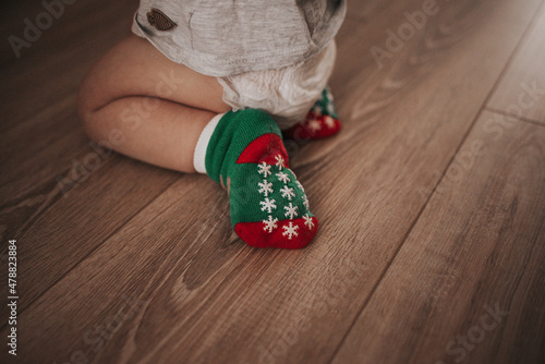 christmas socks on baby