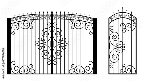 silhouette of a wrought iron gate vector