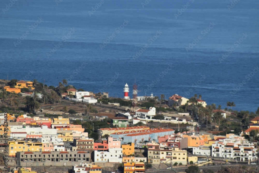 
Panoramic view of the capital of La Gomera, called San Sebastián, and the San Cristobal lighthouse