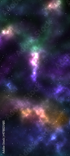 Vertical outer space nebula with stars high quality concept night © Supji