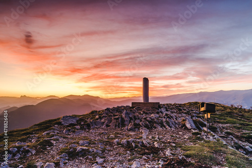 Amazing sunset from the top of the mountain (Peak of Taga, Catalonia, Spain)