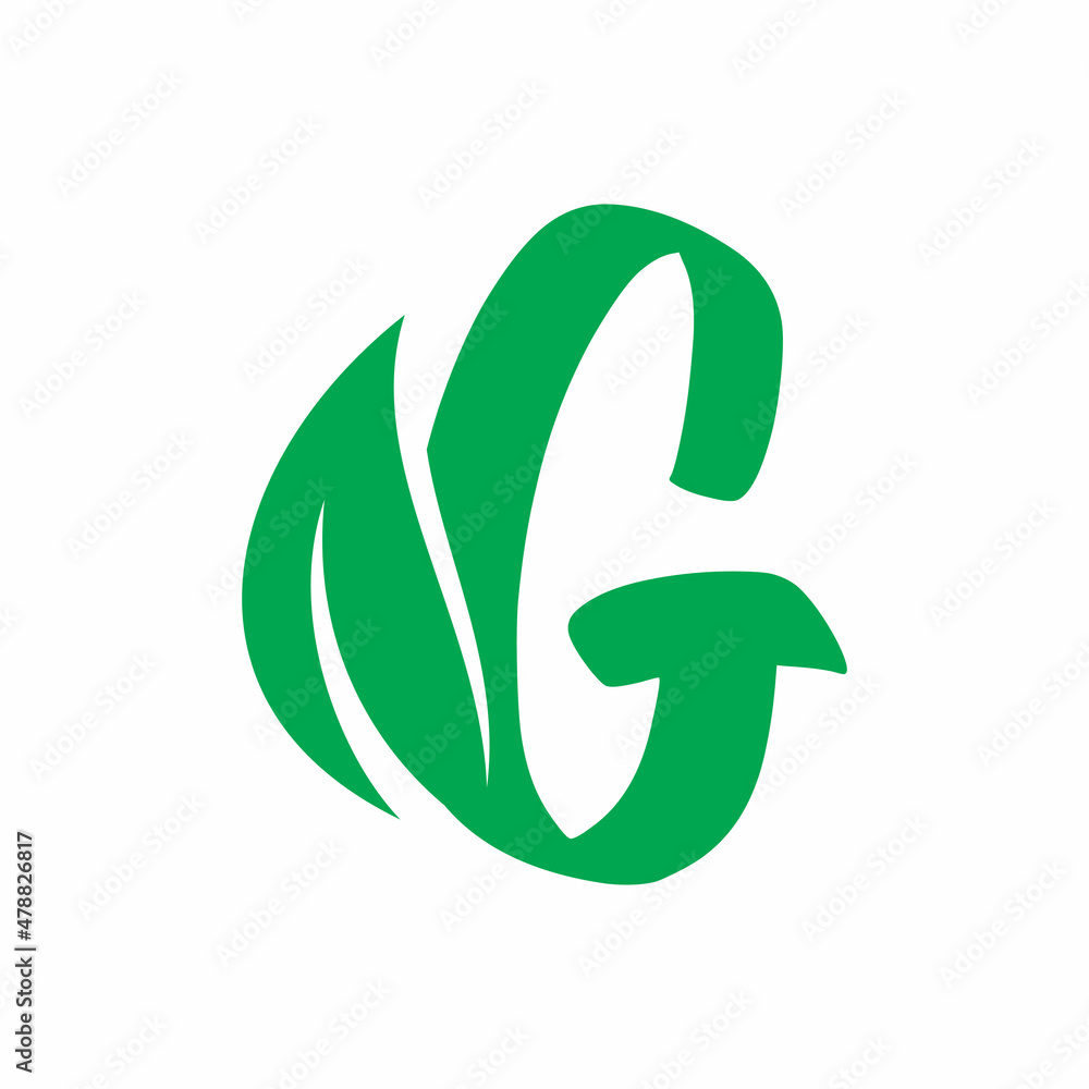initial g letter green nature leaf logo design