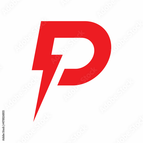 initial p letter red lightning logo design Free Download initial p letter red lightning logo design - GFXLoad