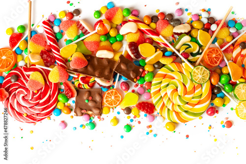 colorful collage of various candies and sweets