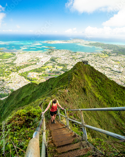 The Stairway to Heaven AKA The Haiku Stairs Hike in Oahu, Hawaii.