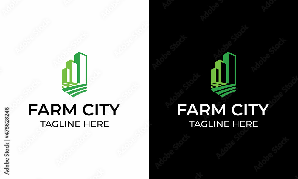 Urban garden, City farm logo design modern style. Vector illustration.