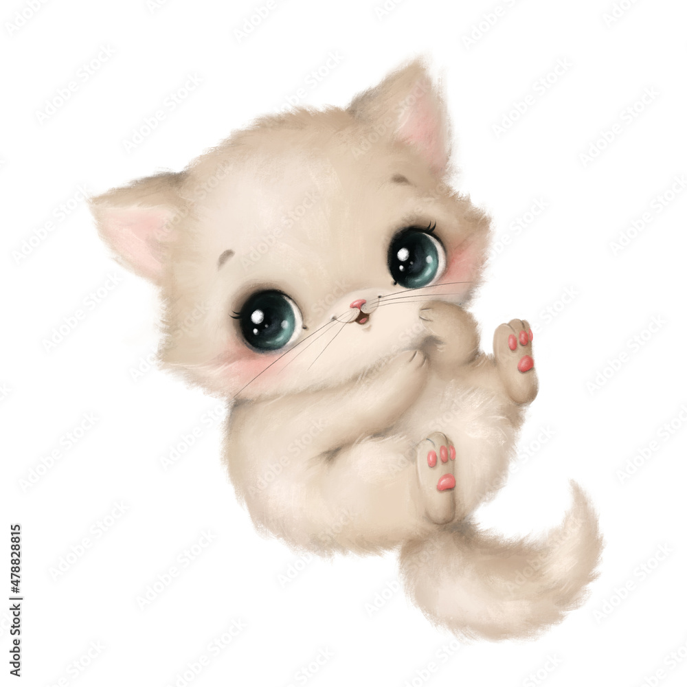 Illustration of a cute cartoon cat isolated on a white background. Cute cartoon animals. Illustration of a cute cartoon cat isolated on a white background. Cute cartoon animals.