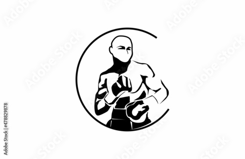Defense Technique Profesional Boxer Vector Illustration