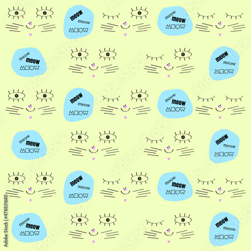 Cat faces pattern background
