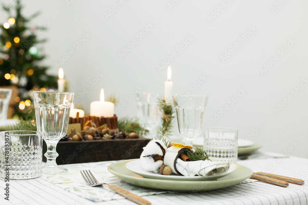 Festively served New Year's table. Festively served New Year's table.