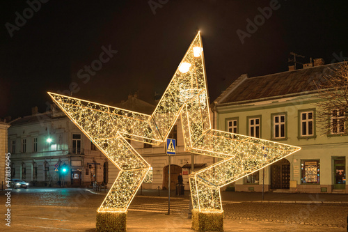 Świecąca gwiazda w centrum miasta, Nowy Sącz photo