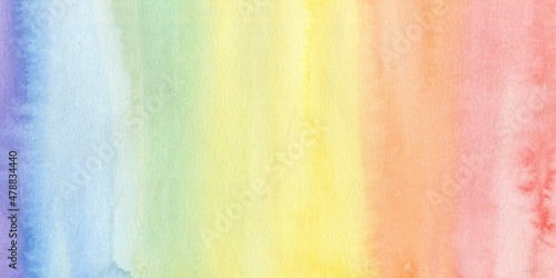 Narrow Abstract Rainbow Watercolor Grunge Background of Soft Textured Art Banner With Empty Space