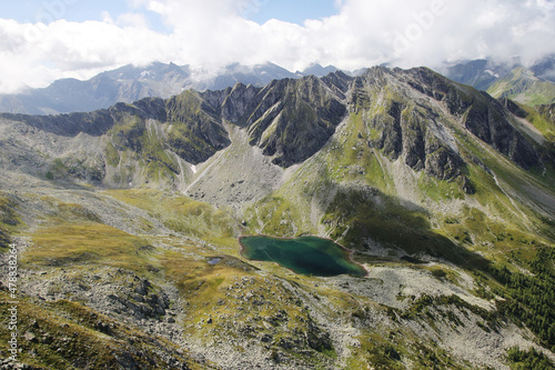 Pafner lake in Gastein valley, the view from Graukogel, Austria photo