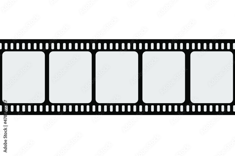 Real scan of 35mm film strip or film material isolated on white background, just blend in your own content to make it look old and vintage