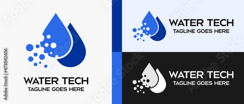 technology logo design template, two drops of water icon. vector abstract logo illustration