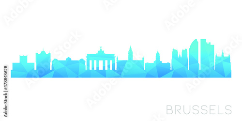 Brussels  Belgium Low Poly Skyline Clip Art City Design. Geometric Polygon Graphic Horizon Icon. Vector Illustration Symbol.