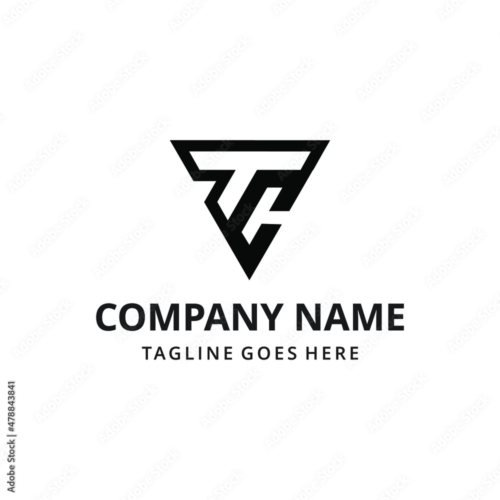 Abstract illustration Initials TC triangle shape,geometric logo design template Abstract illustration Initials TC triangle shape,geometric logo design template
