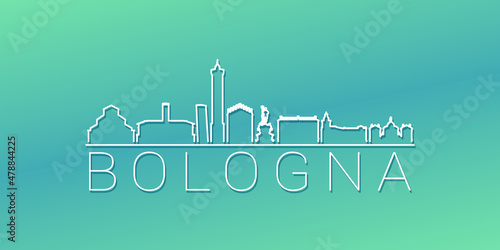 ologna, Metropolitan City of Bologna, Italy Skyline Linear Design. Flat City Illustration Minimal Clip Art. Background Gradient Travel Vector Icon.