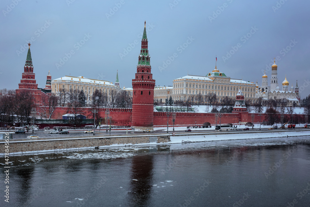 View of the Kremlin from the Bolshoi Kamenny Bridge in Moscow