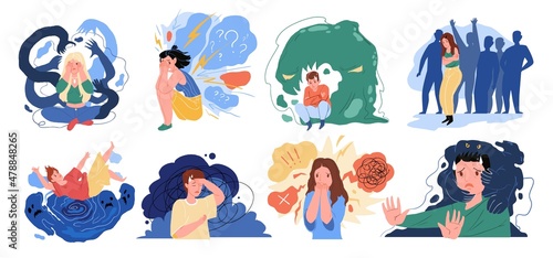 People suffering from different mental disorder, panic problem and paranoia feeling set. Psychiatric illness