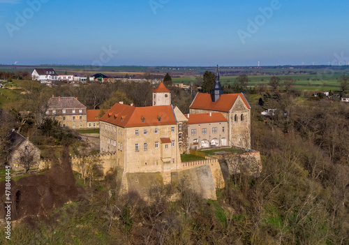 Aerial view of the Goseck castle and monastery complex in Germany