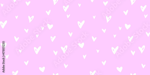 Vector pink Seamless abstract pattern of small hearts. Hand drawn doodle background  texture for textile  wrapping paper  Valentines day.