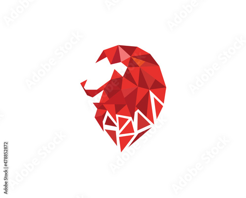 creative polygonal red lion logo vector symbol Icon sign Illustration