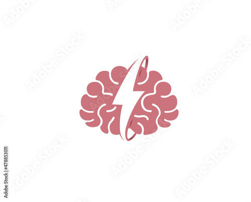 Creative Brain Power Flash Logo Symbol Design Illustration