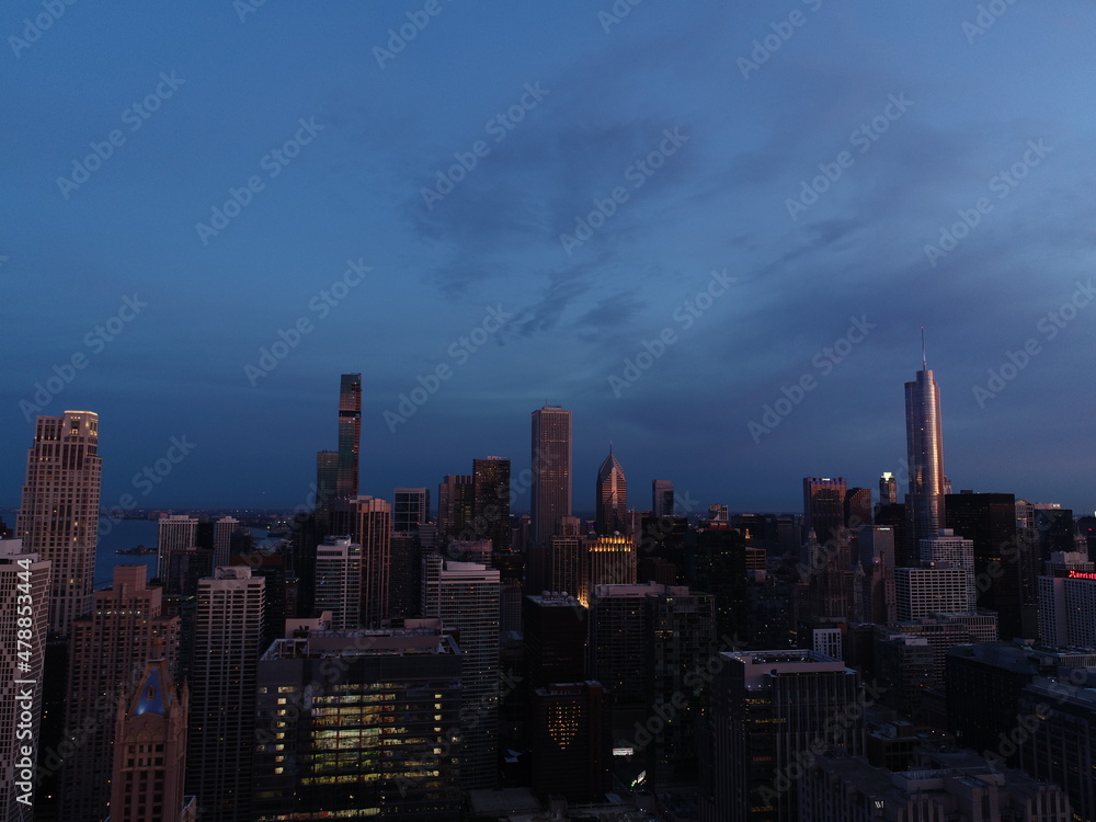 Aerial Photo of Chicago at Dusk