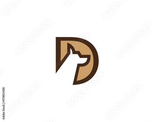 creative dog face letter d logo vector symbol