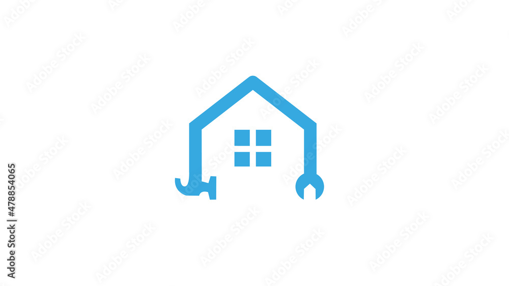 creative blue house wrench logo vector symbol creative blue house wrench logo vector symbol