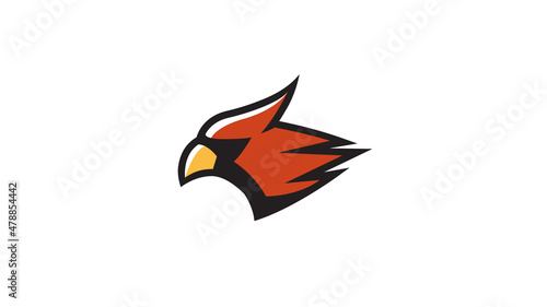Creative Red Head Bird Cardinal Abstract Logo Design Vector