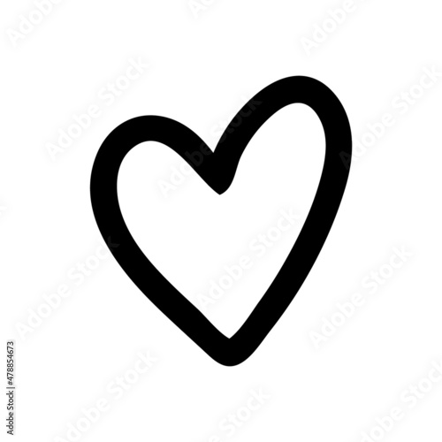 Simple doodle heart. Hand drawn heart isolated on white background. Valentines Day symbol.