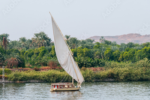 Quadro em tela views of felucca boat, which is the traditional boat in nile river