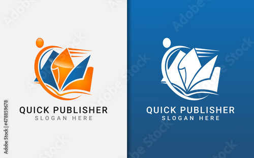 Abstract Book with Modern Shape Vector Logo Illustration.