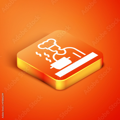Isometric Spanish cook icon isolated on orange background. Vector