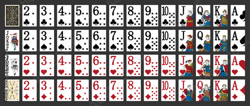Set playing cards of the empire - miniature playing cards for mobile applications - Poker playing cards, full deck.