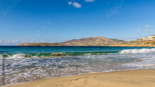 Fototapeta Naklejka Na Ścianę i Meble -  View of the sea from Komito beach in Syros island.