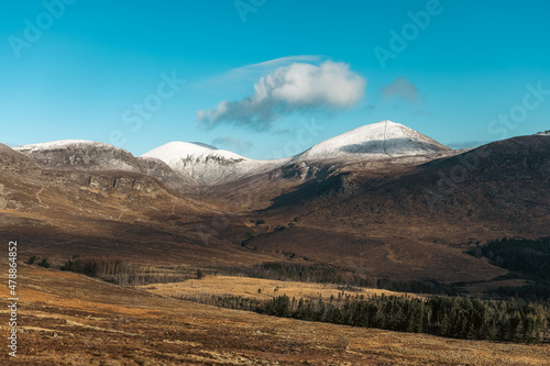 The Mourne Mountains in Winter, Ice and snow, Mourne area of outstanding natural beauty, County Down, Northern Ireland