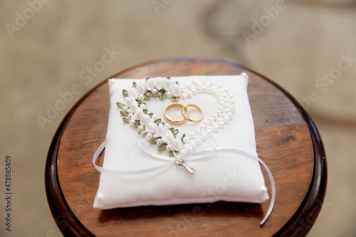 Pair of gold rings for wedding ceremony