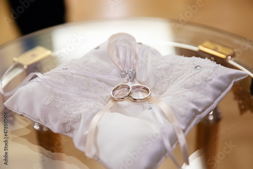 Pair of gold rings for wedding ceremony