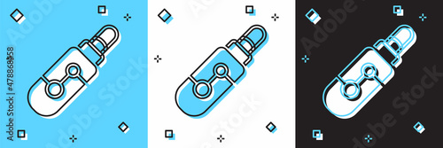 Set Electronic cigarette icon isolated on blue and white, black background. Vape smoking tool. Vaporizer Device. Vector
