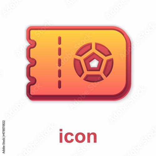 Gold Football or soccer ticket icon isolated on white background. Vector
