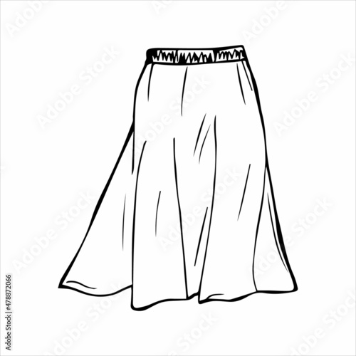Women skirt hand drawn in doodle style