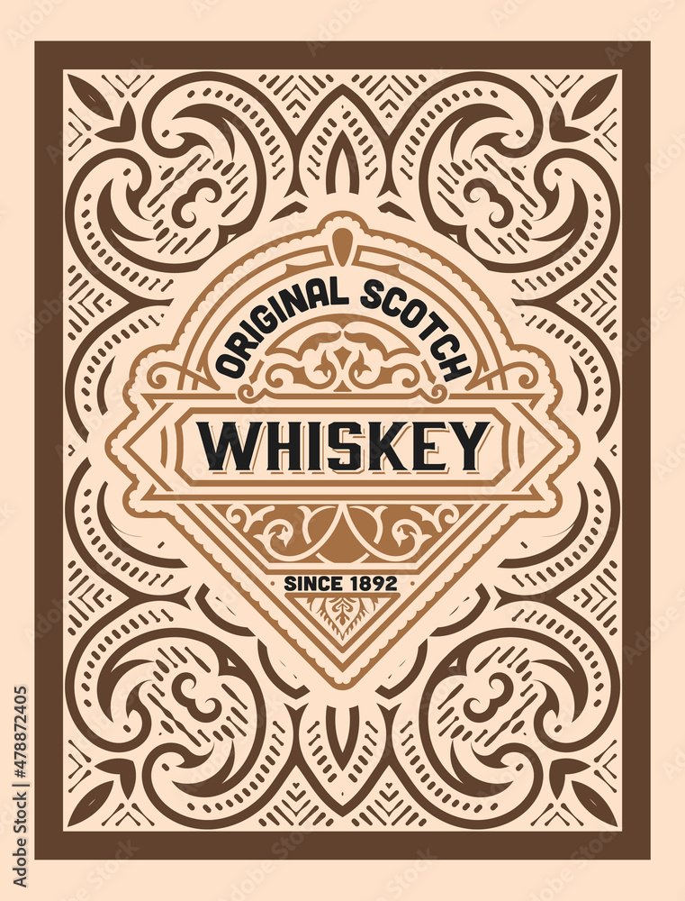 Whiskey label with old frames Whiskey label with old frames