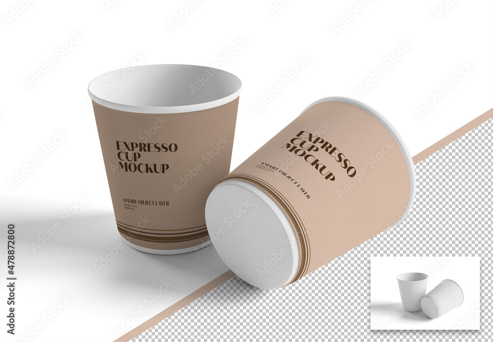 Mockup of an Expresso Paper Cup Stock Template | Adobe Stock