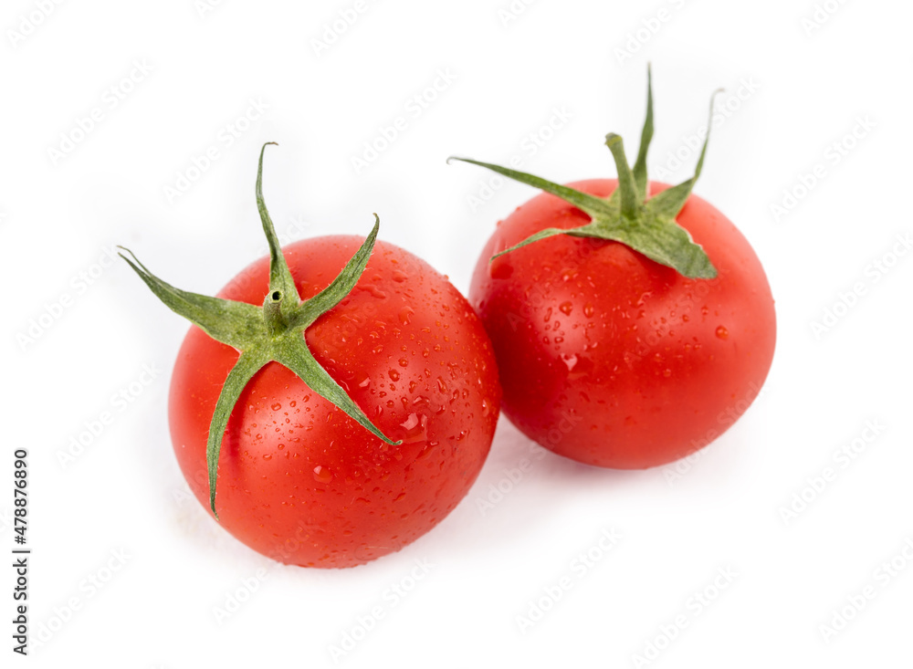 Two tomatoes on white isolated background. Two tomatoes on white isolated background.