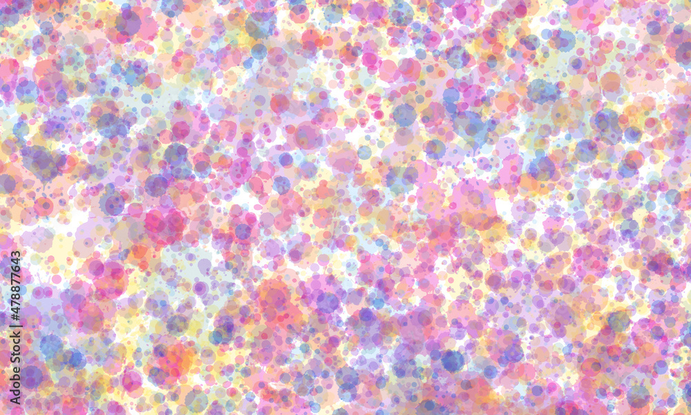 Abstract translucent watercolor background, splashes and inclusions in orange, blue, yellow, purple, pink and green tones. Copy space, horizontal banner. Abstract translucent watercolor background, splashes and inclusions in orange, blue, yellow, purple, pink and green tones. Copy space, horizontal banner.