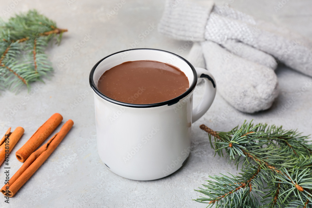 Cup of natural hot chocolate on light background Cup of natural hot chocolate on light background